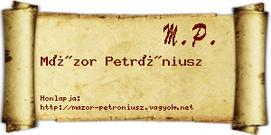 Mázor Petróniusz névjegykártya